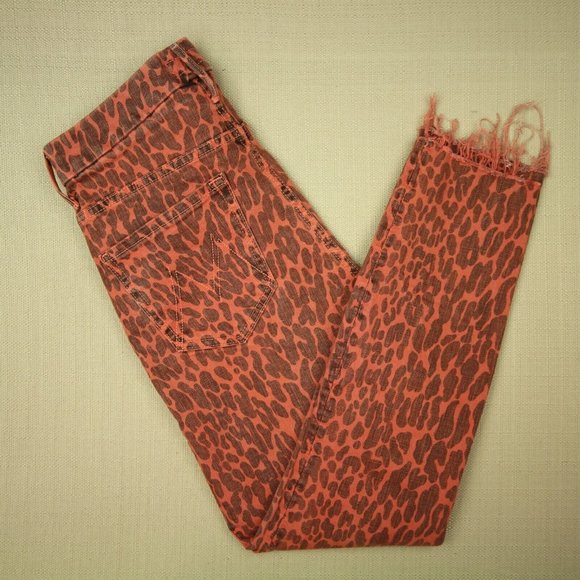 Mother High Waisted Looker Ankle Fray Jeans Women's Size 26 Animal Attraction - Picture 3 of 12